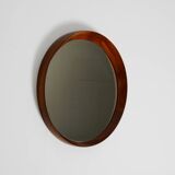 Beautiful round 1960s teak wall mirror by TH. POSS 'EFTF Copenhagen Denmark