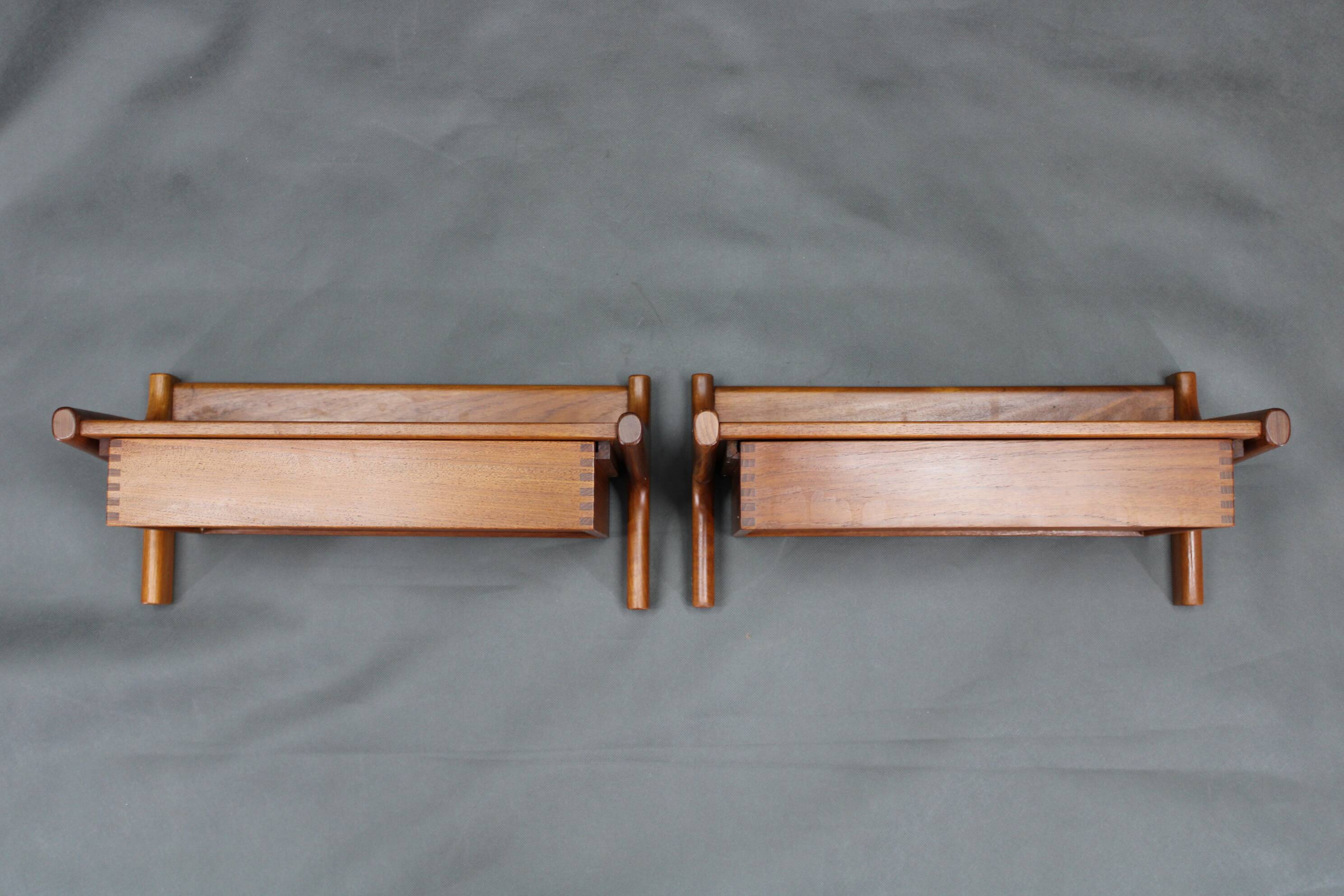 1950s pair of rare Borge Mogensen teak floating night stands by Dyrlund Denmark