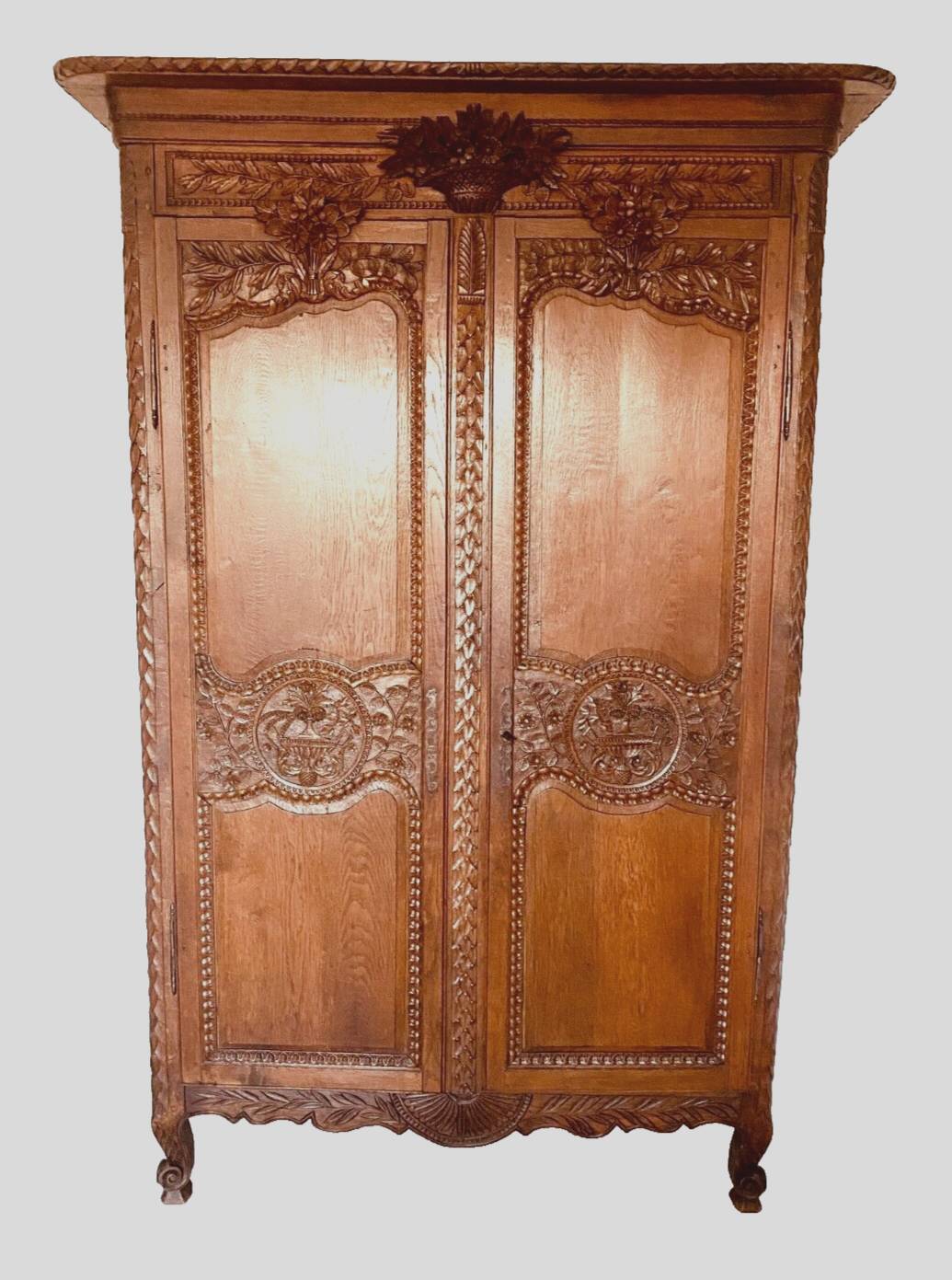 18th century carved oak bridal wardrobe
