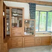 Commode étagère buffet d'angle en orme massif desmarchelier