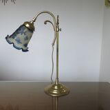 Art Nouveau style lamp, Vianne glassware and brass