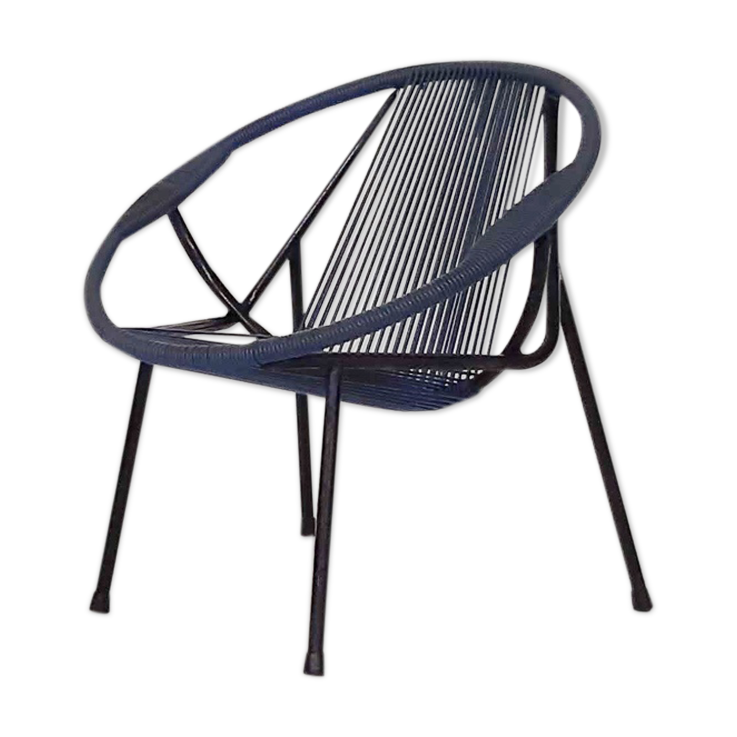 Mid-century plastic thread outdoor club chair