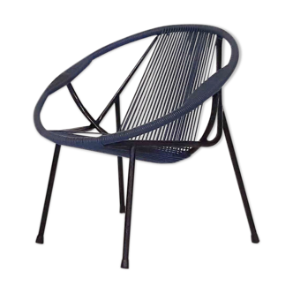 Mid-century plastic thread outdoor club chair