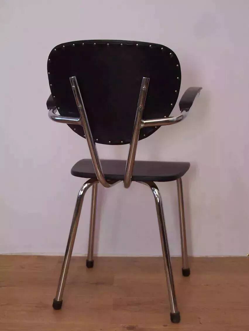 Tubax chair from the 50s, chrome and black imitation leather
