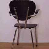 Tubax chair from the 50s, chrome and black imitation leather