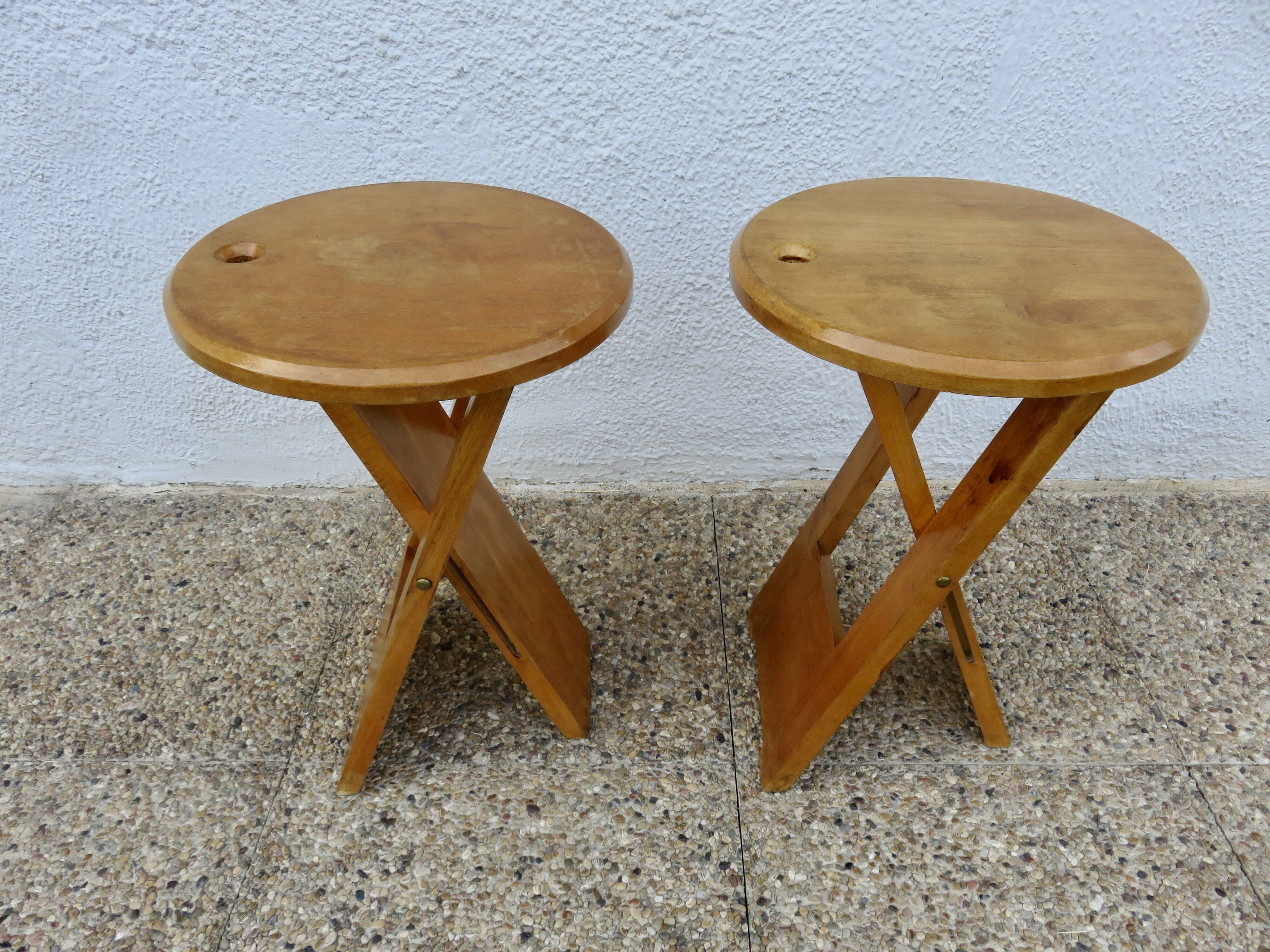 Paire de tabourets pliants attribué à Roger Tallon, 1980