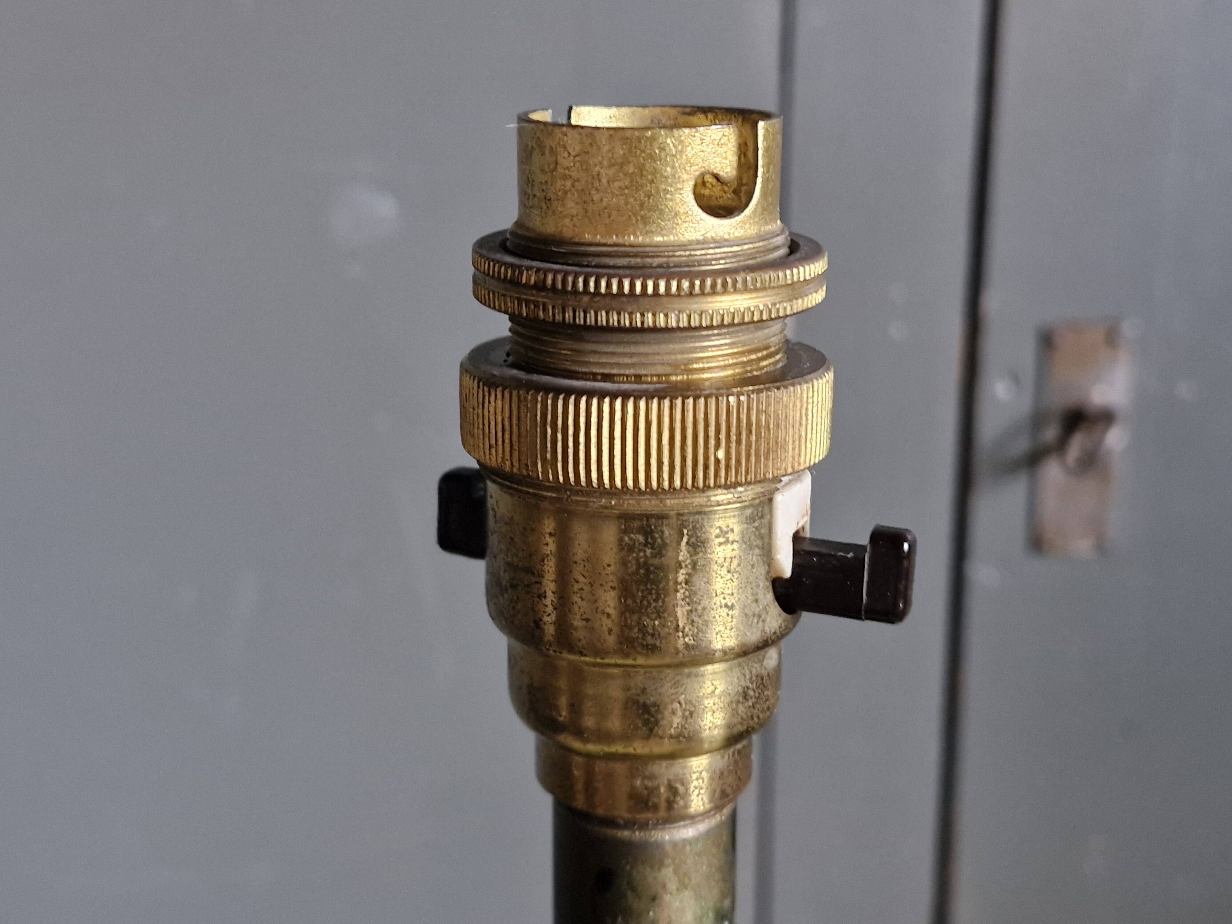 Old bronze lamp base, brown patina - Made in England