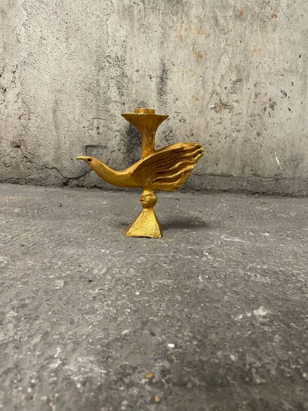 Bougeoir en bronze doré zoomorphe de pierre casenove 1980 fondica