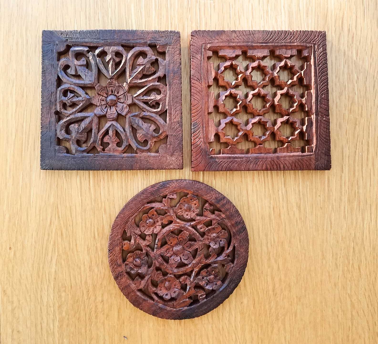 Set of three ethnic wooden underpants