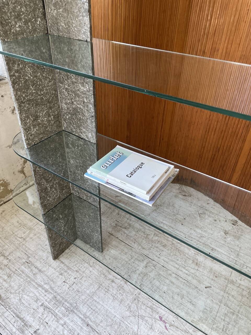 Roche Bobois stone and glass sculpture shelf 1970s