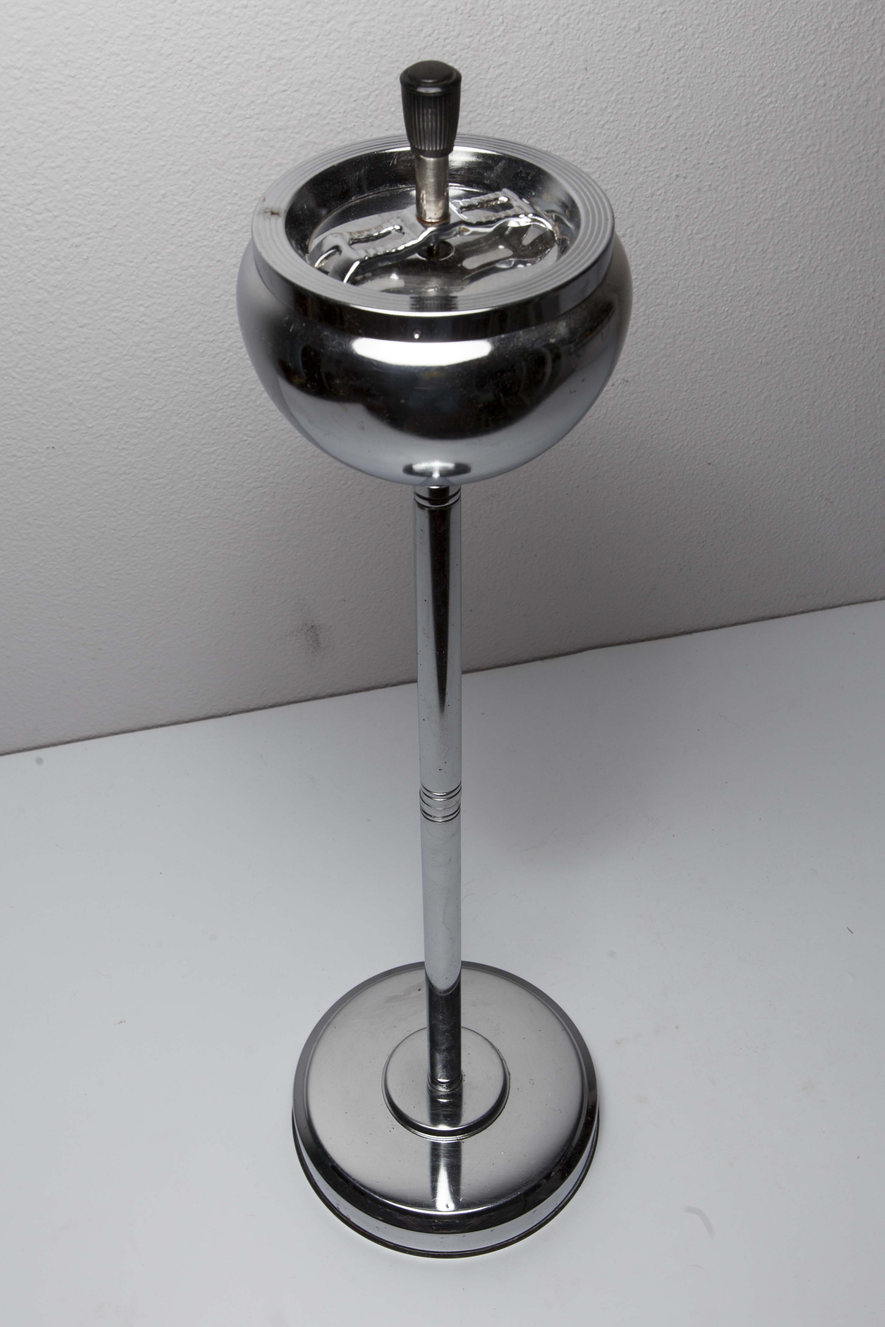 Ashtray on foot art deco chrome