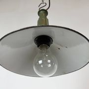 Industrial Green Enamel Military Pendant Lamp with Cast Aluminium Top, 1960