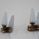 Pair of Scandinavian wall lights in teak and opaline from the 1960s.