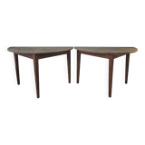 Half-moon tables with original marbled tops, Swedish provincial style Allmoge, 1860s