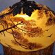 Antique signed reverse painted bronze table lamp, 1910-20