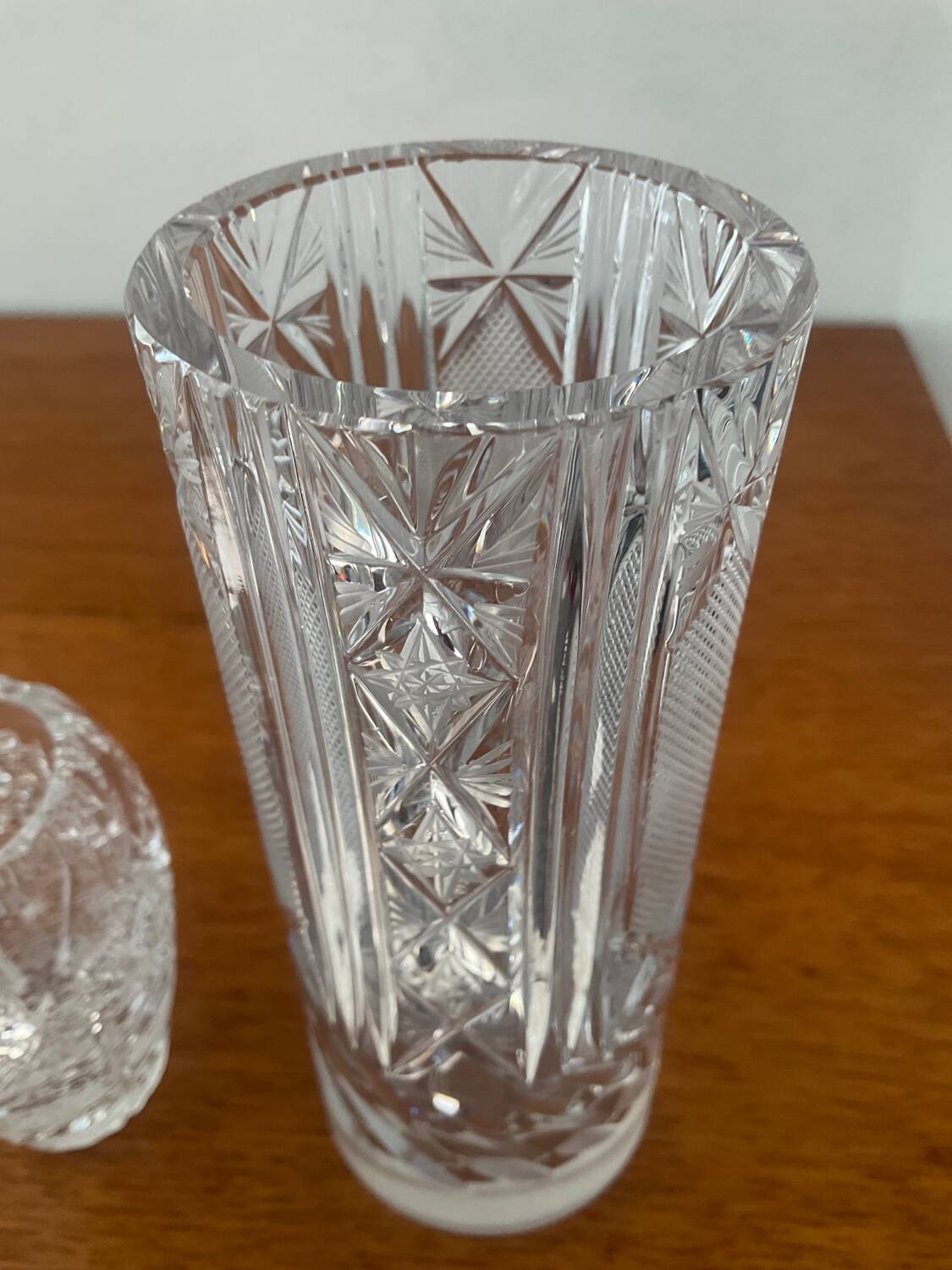 Trio of vintage Bohemian crystal vases