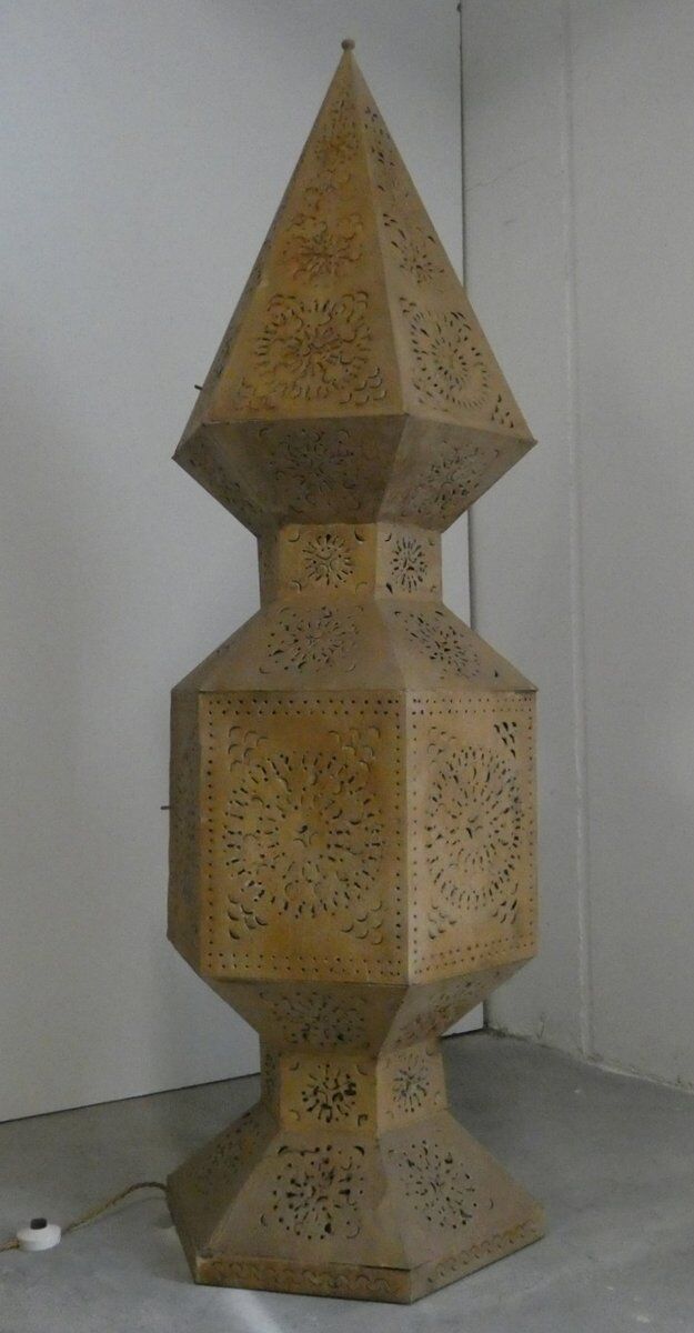 Large openwork metal floor lamps, Morocco, 1980s, set of 2