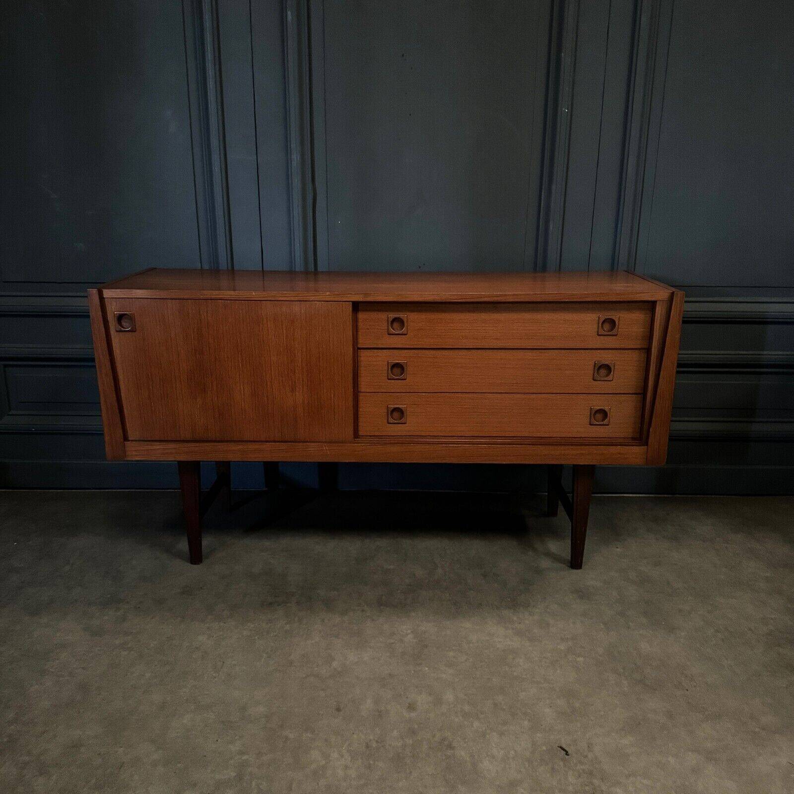 Small Scandinavian teak sideboard 1960s three drawers