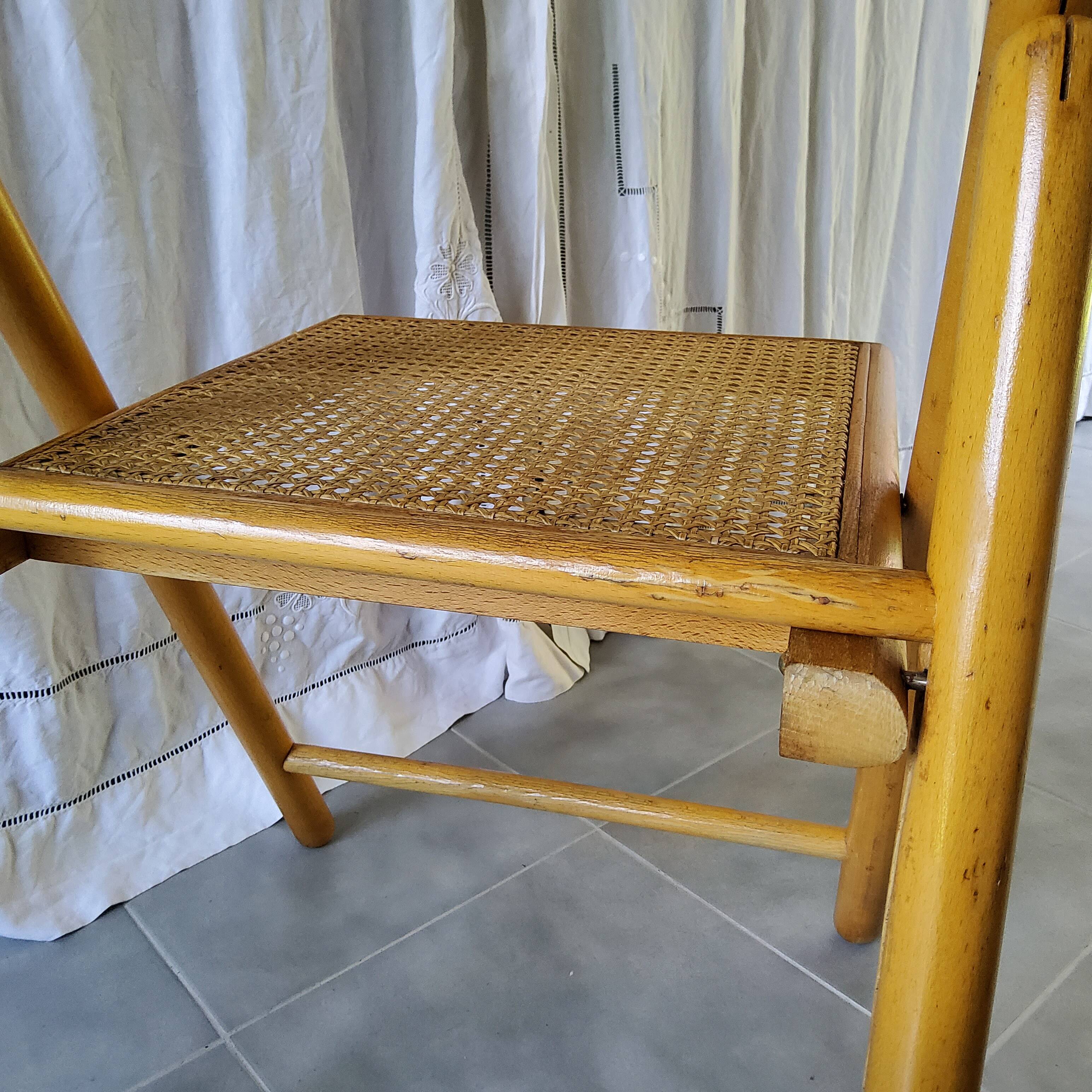 Pair of folding cane chairs