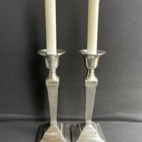Candle holders (2) - Modern mid-century - Silver metal - Square base