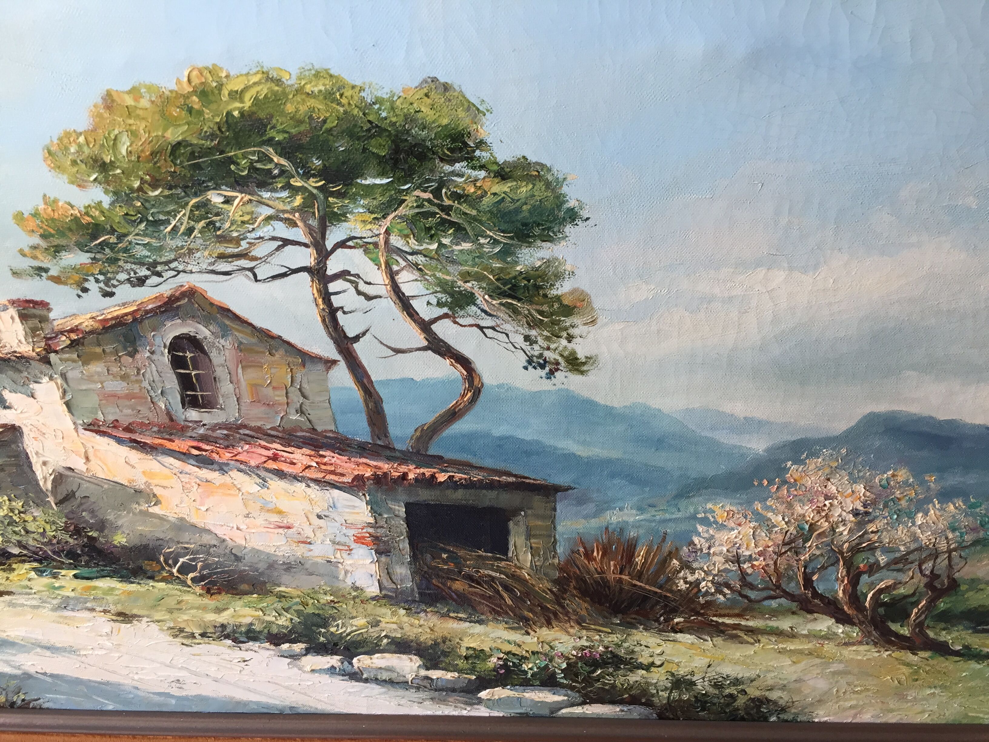 Oil on canvas landscape of mediterranean