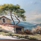 Oil on canvas landscape of mediterranean