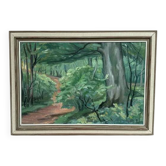 Original Swedish Oil on Canvas – "Path through the Forest" by H.J. Larsson – Signed, Vintage and Framed – 70 x 50 cm (27.5 x 19.6 inches)