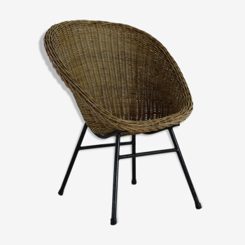 Sixties rattan easy chair by Dirk van Sliedregt