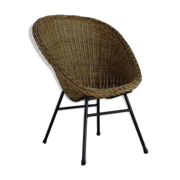 Sixties rattan easy chair by Dirk van Sliedregt