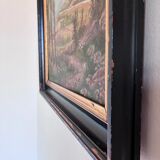 Vintage original landscape oil painting: Countryside nature wall art