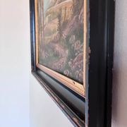 Vintage original landscape oil painting: Countryside nature wall art