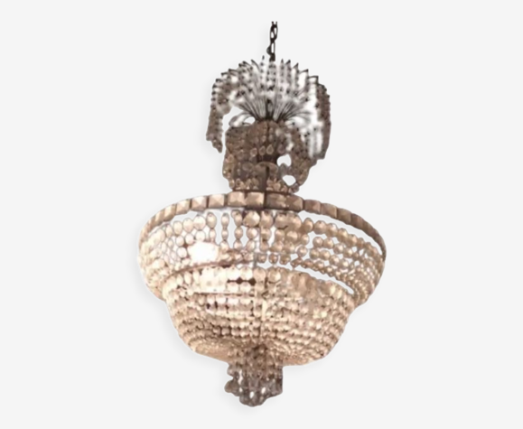 Liste en cristal et bronze des années 20, lustre en cristal montgolfière