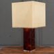 1970 lamp, white plexiglass lampshade, double patina amber base