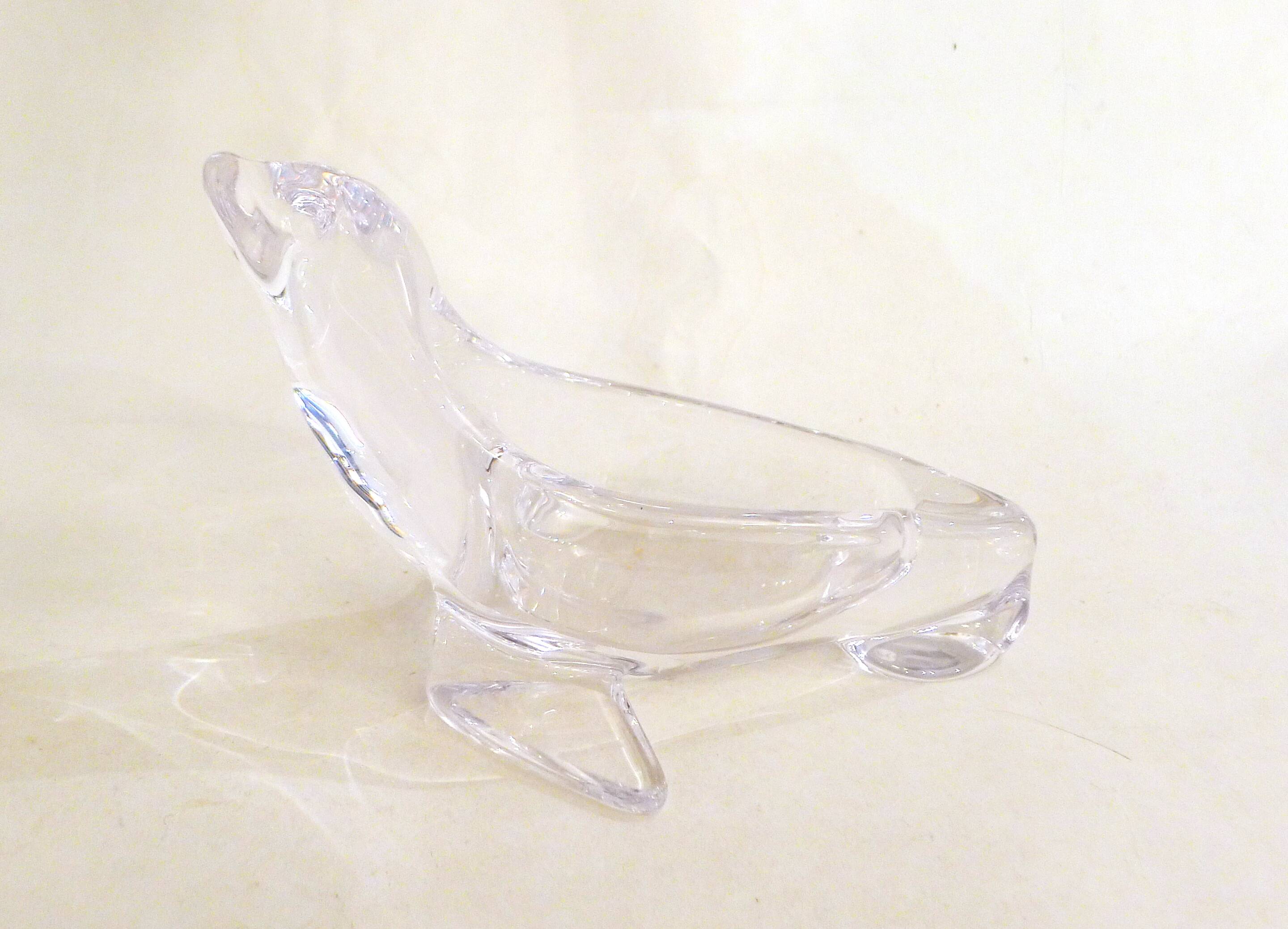 Sèvres crystal sea lion ashtray