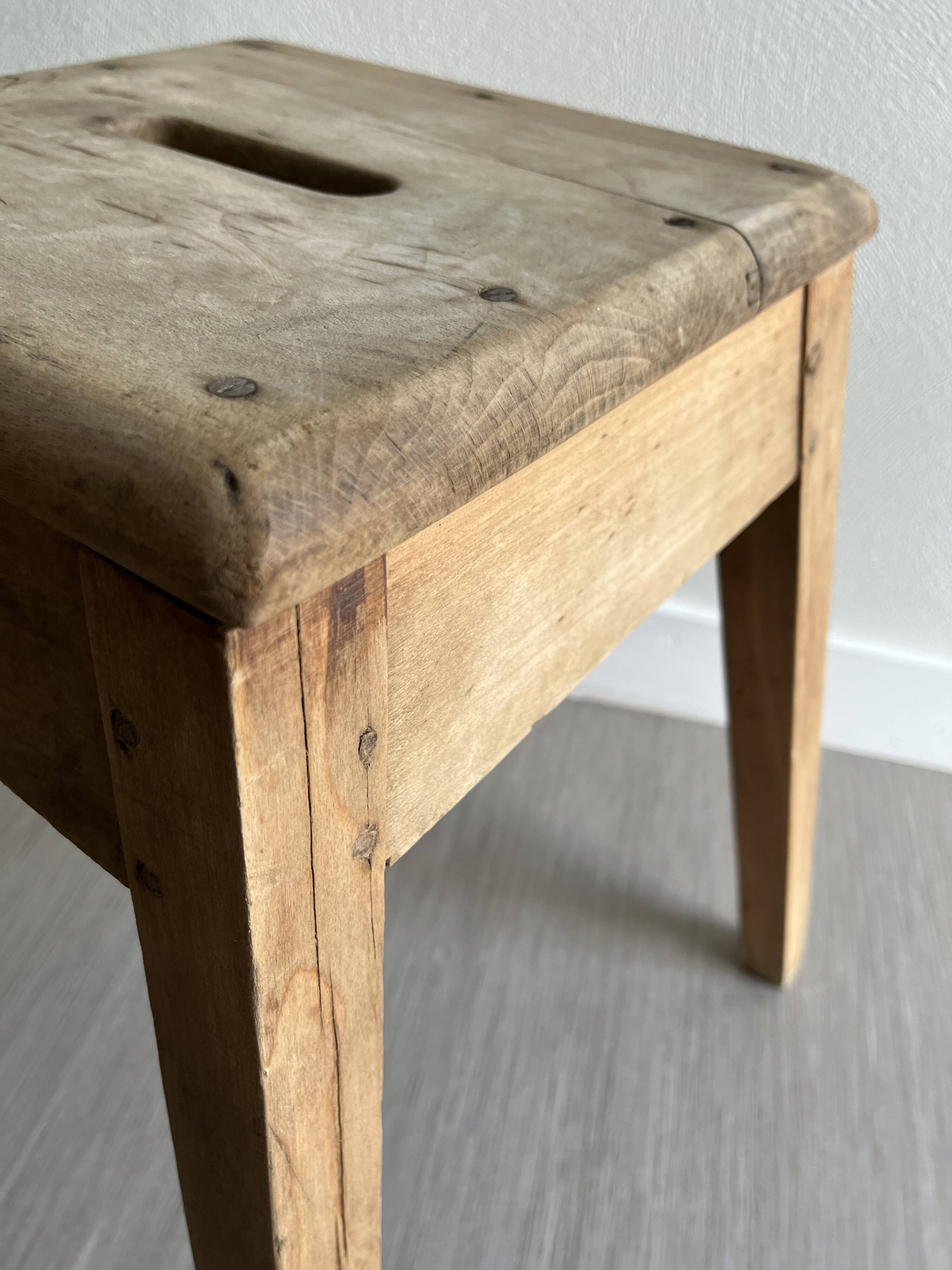 Old wooden workshop stool