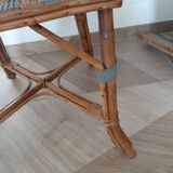 Vintage set of 2 garden woven rattan chairs - sky blue nets - 40