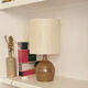 Lampe grès et jute tissée