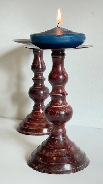 BOUGEOIRS Vintage Patinated Metal Candle Holders