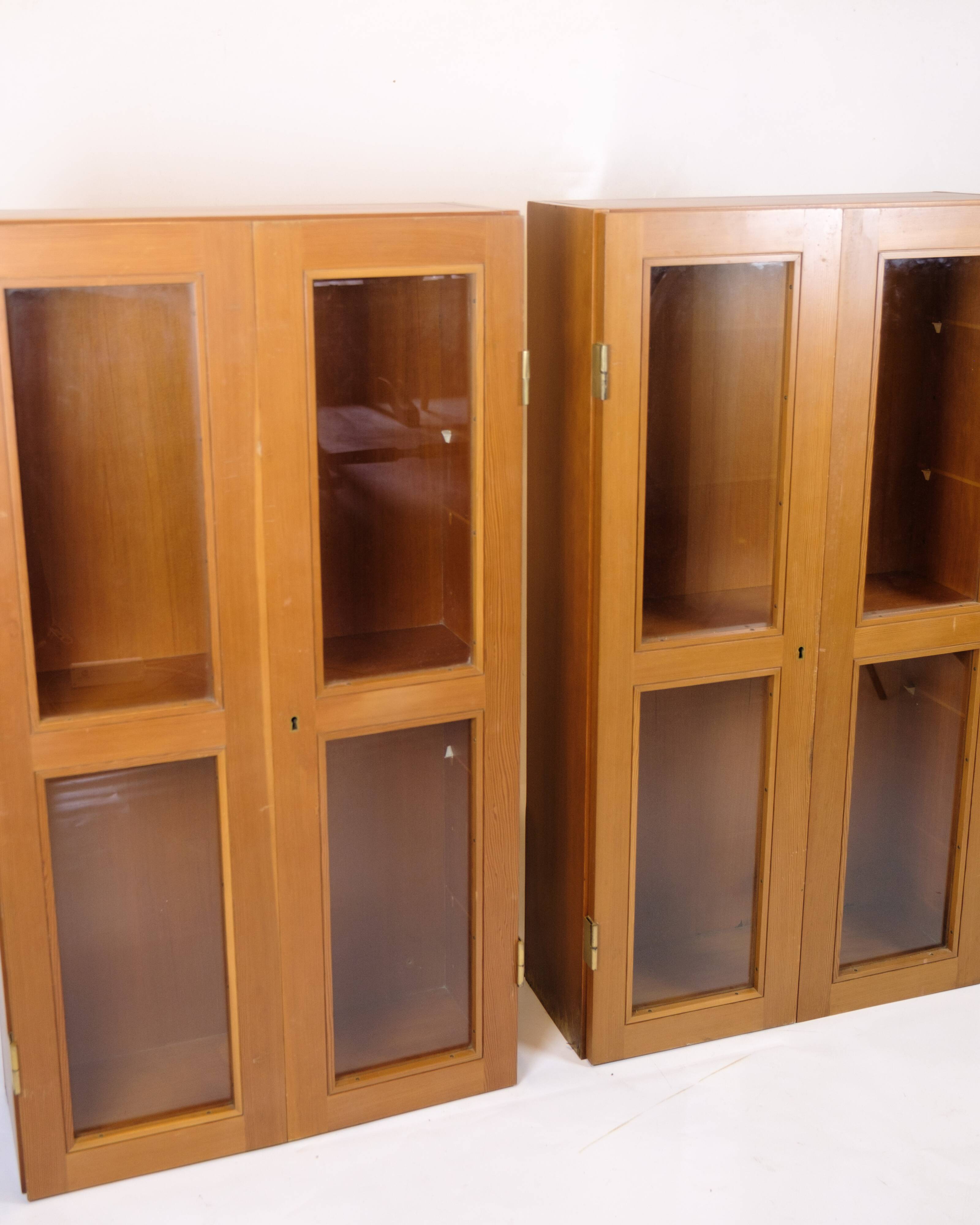 Set of two display cabinets - Oregon pine - Danish design - 1960s