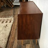 Bi-color shoe cabinet of the 50s with compass feet