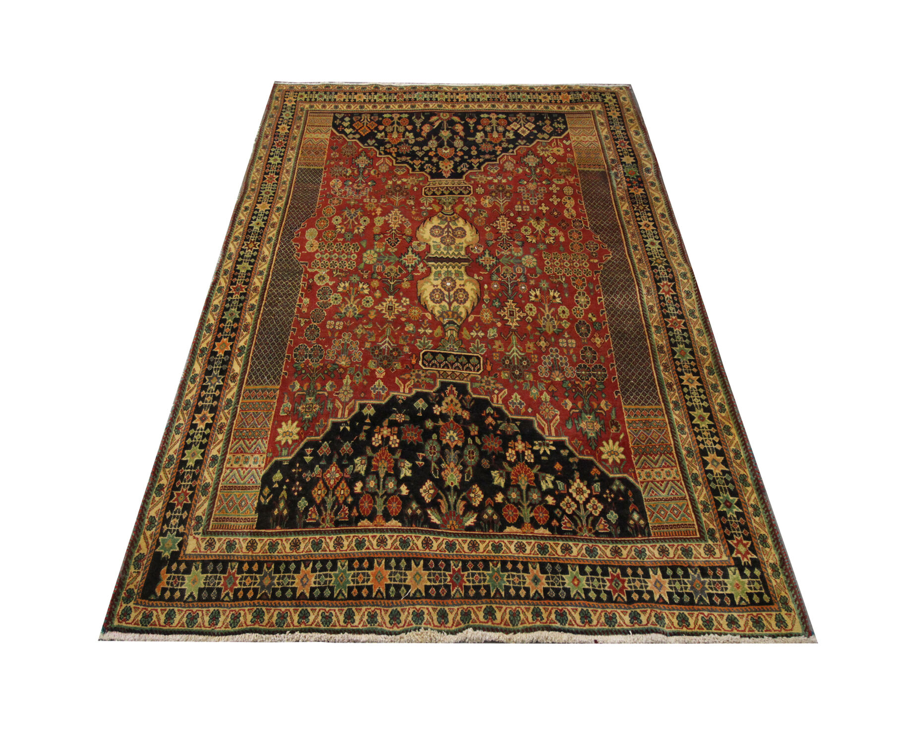 Handwoven Persian Qashqai Rug, Oriental Wool Shiraz Carpet- 157x240cm