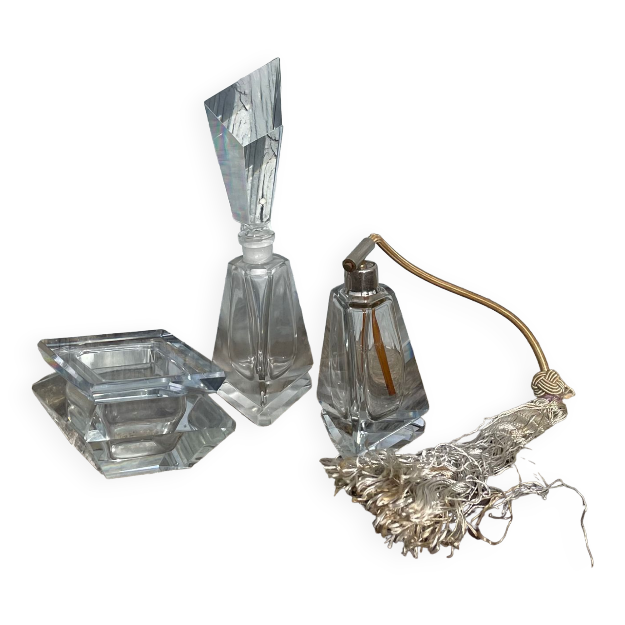 Flacon de parfum / Vanité en cristal Art Déco