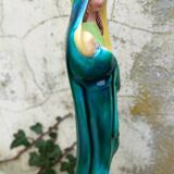 Vierge a l'enfant faience de desvres fourmaintraux - art deco