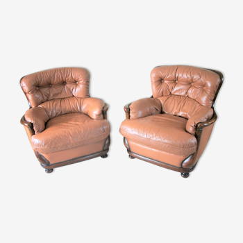 Paire de fauteuils cuir