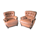 Paire de fauteuils cuir