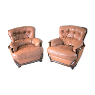 Pair of leather armchairs