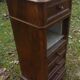 Walnut and walnut veneer bedside table with marble around 1900, door with drawers
