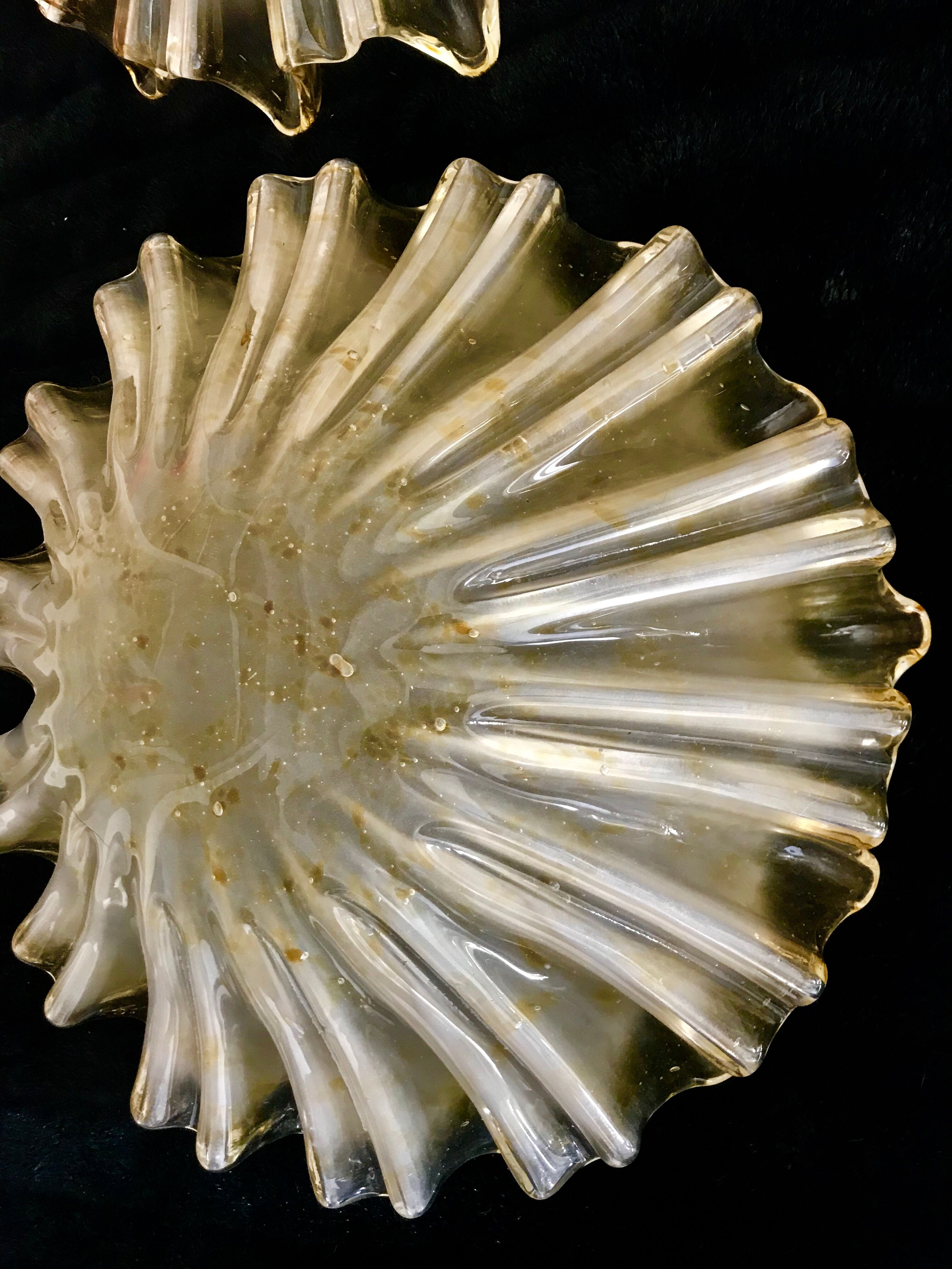 Mazzega gold amber pair of wall light