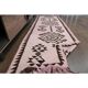 1970s vintage Turkish Oushak handmade wool cotton pink runner rug 98x317