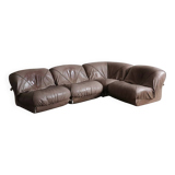 Patate modular sofa in original light brown leather, Airborne France 1970s